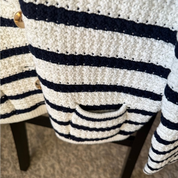 Revolve House of Harlow 1960 Navy and Ivory Striped Cardigan, M, NWT - Picture 4 of 5
